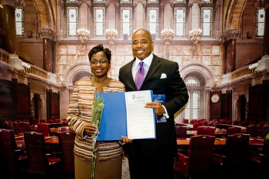 Senator Adams honors his nominee Dr. Janice Emanuel Bunn for her stellar work in the community and academics, in May, 2010